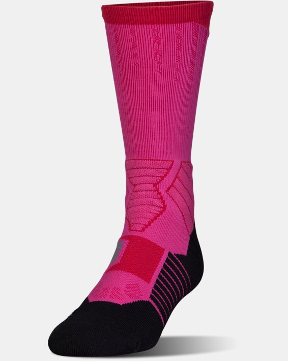 Men's UA Basketball Drive Crew Socks, Pink, pdpMainDesktop image number 2